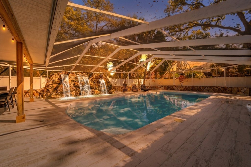 vero beach property with spacious pooldeck pool and watterfall Real estate photography