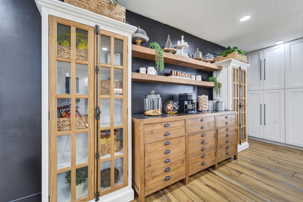 Coffee bar wall in renovated Vero Beach kitchen, real estate photography